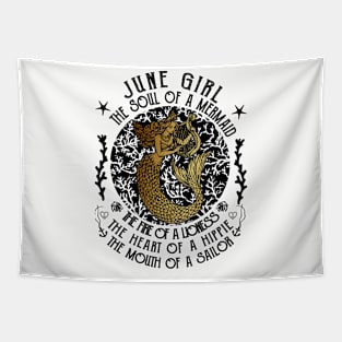 June girl soul of mermaid funny june birthday gift Tapestry