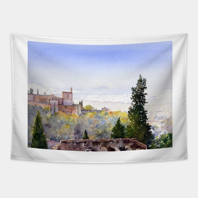 The Alhambra, Granada in November Tapestry by margaretmerry