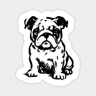 Stick figure bulldog in black ink Magnet