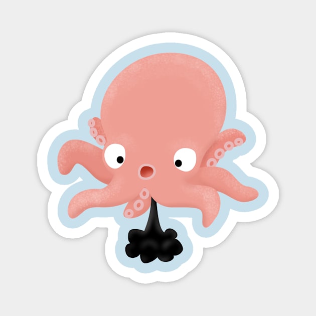 Cute pink baby octopus cartoon humour Magnet by FrogFactory