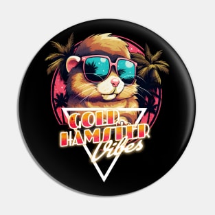 Retro Wave Gold Hamster Vibes Pin