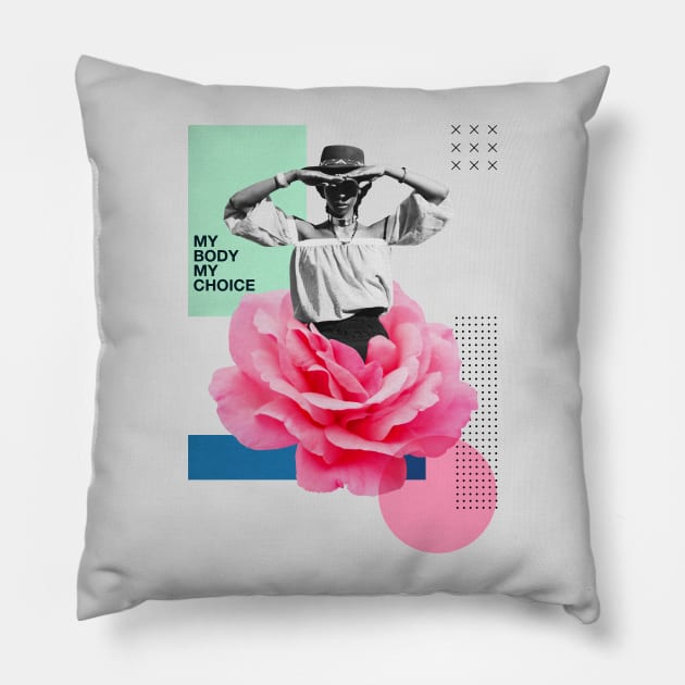 My Body My Choice // Vintage Collage Art Feminism Pillow by SLAG_Creative