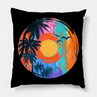 Colorful Beach Sunset Summer Design Pillow