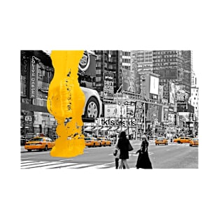 NYC Yellow Cabs Times Square II - Brush Stroke T-Shirt