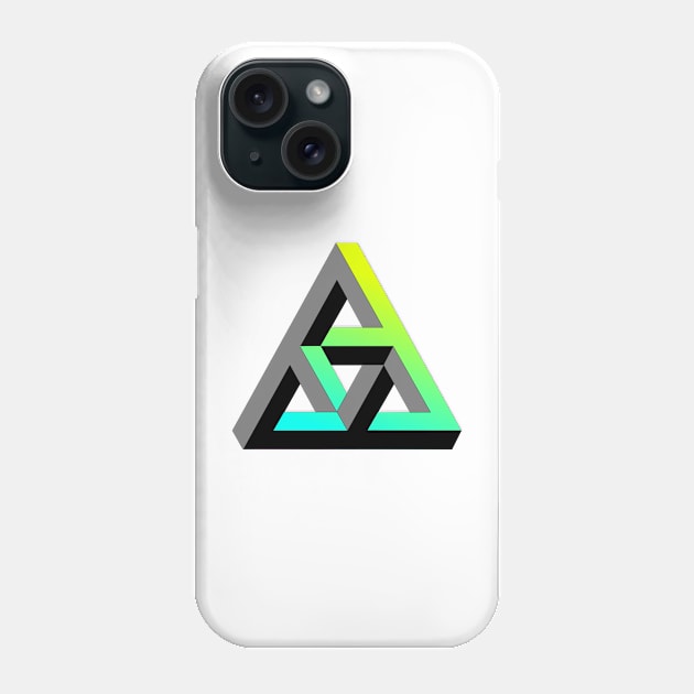 Even more impossible triangle with cyan to yellow gradient Phone Case by TRIME