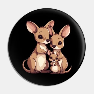 Kangaroo Mum Dad & Cub Pin