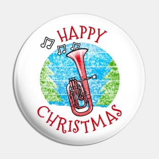 Christmas Tenor Horn Player Brass Musician Xmas 2022 Pin