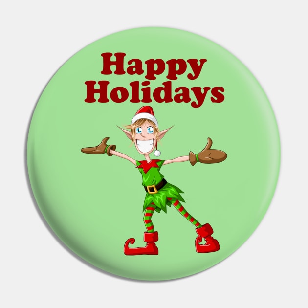 Christmas Elf Spreading Arms And Smiling Pin by LironPeer