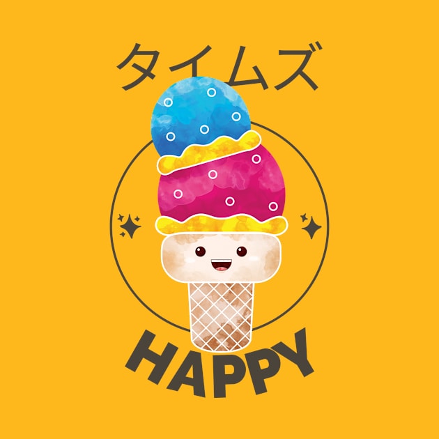 Happy Kawaii Ice cream Japan by InkyArt