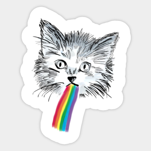 Cat Vomits Rainbow Cat Vomit Rainbow Sticker Teepublic