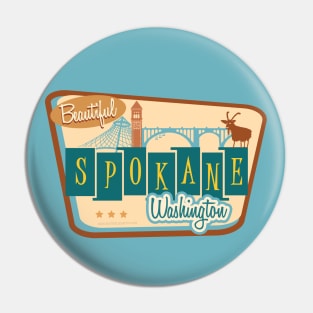 Spokane WA Retro Skyline Pin