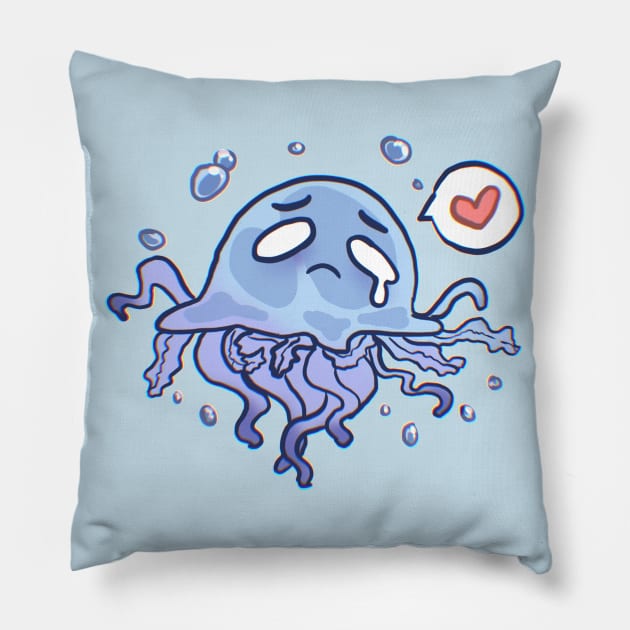 So Sad Jellyfish print Pillow by Evedashy