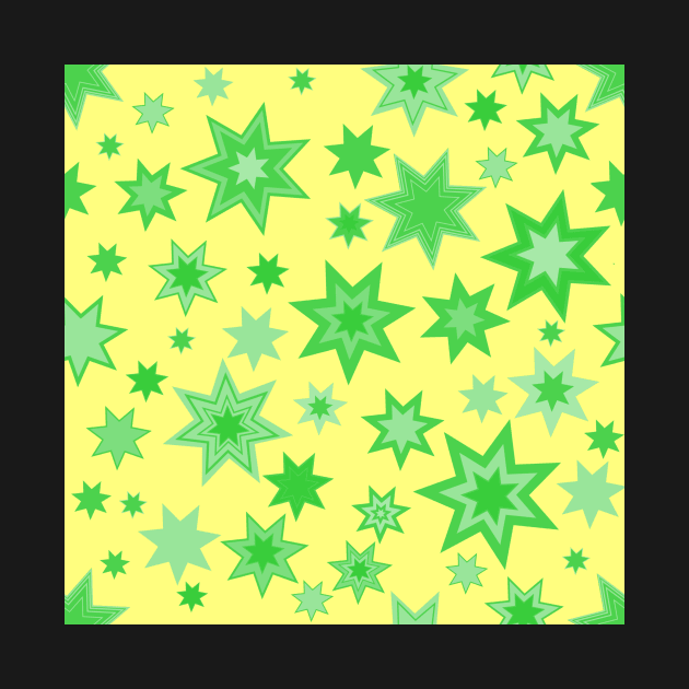 Green Stars on Yellow Repeat 5748 by ArtticArlo