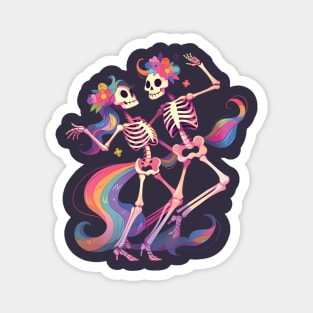 Dancing Skeleton Rainbow Romance Magnet