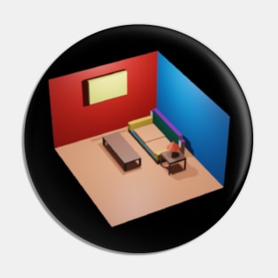 Isometric Living Room 3d Model Pin