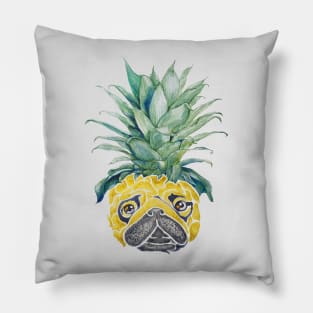 Pineapple Pug Watercolor Pillow