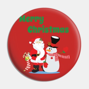 Santa Clause and Snowman Pin