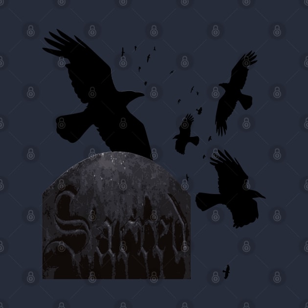 Sacred Gothic Text Gravestone With Crows and Ravens by taiche