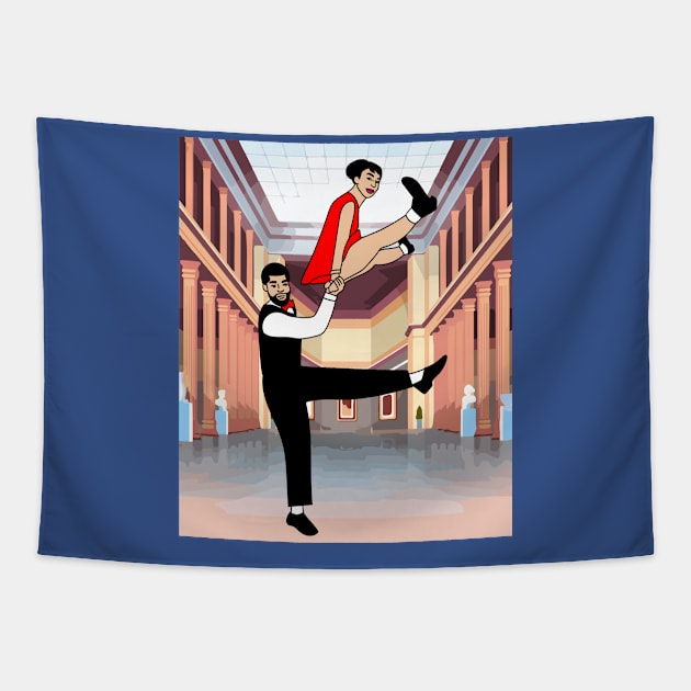 Couple Dancing Romantic Dance Tapestry by flofin