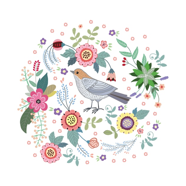 Beautiful bird in flowers by AnnaY 