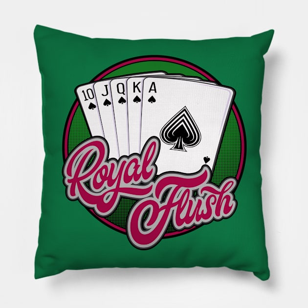 Royal Flush Poker Hand Pillow by Phil Tessier