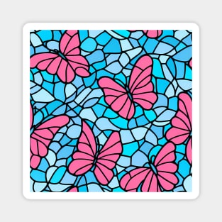 Pink Pastel Butterflies - Abstract Seamless Design Pattern Magnet