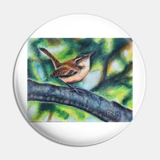 Happy Little Carolina Wren Pin