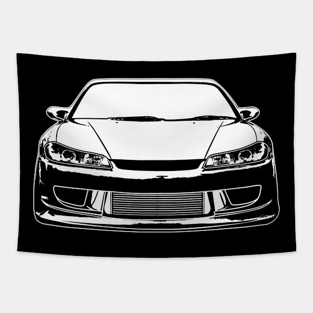 White Nissan Silvia S15 Sketch Art Tapestry by DemangDesign