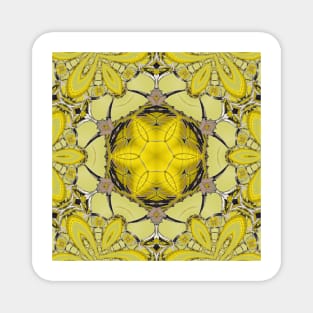 kaleidoscope design in shades of yellow black and grey Magnet