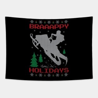 Happy Holidays Snowmobile Tapestry