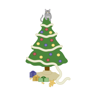 Naughty Christmas Tree Kitty T-Shirt