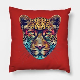 Jungle Royalty with Specs: The Fiercely Fashionable Feline! Pillow