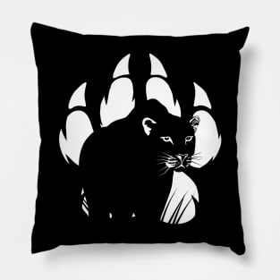 Black Panther silhouette and paw illustration Pillow