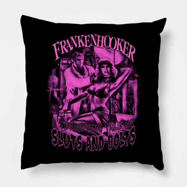 Sluts An Bolts (Pink Version) Pillow by The Dark Vestiary