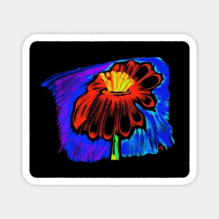 Distressed red flower digital drawing Magnet