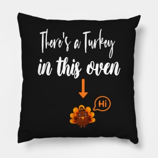 Thanksgiving Pregnancy Announcement Gift - There's a Turkey in This Oven - Mom to Be Fall Thanksgiving Baby Reveal Pillow