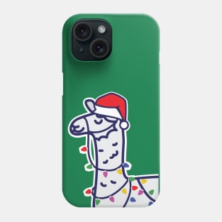 Christmas Llama with Santa Hat Phone Case