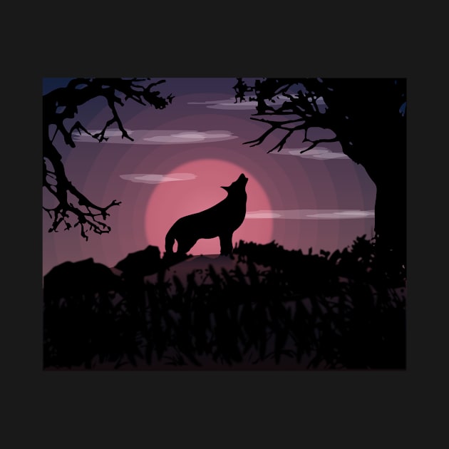 Wolf full moon by melcu