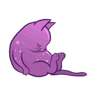 Sleeping Kitty - Purple Stars T-Shirt