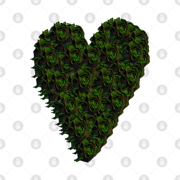 Green Rose Heart by Not Meow Designs 