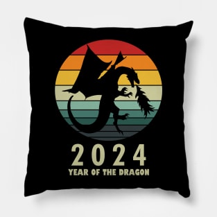 New Year 2024 Year Of The Dragon Retro Vintage New Year Pillow