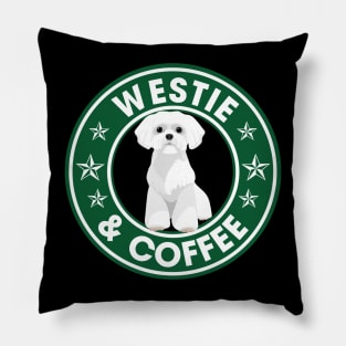 Westie And Coffee Pillow