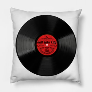 Salt Lake City Gift Retro Musical Art Vintage Vinyl Record Design Pillow