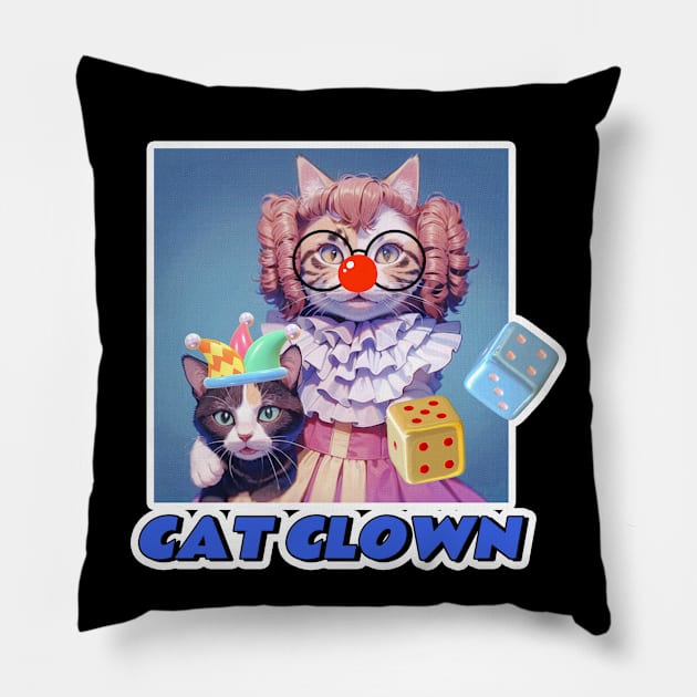 Cat Clown,Cat Joker,Cat Miaw Lover Pillow by LycheeDesign