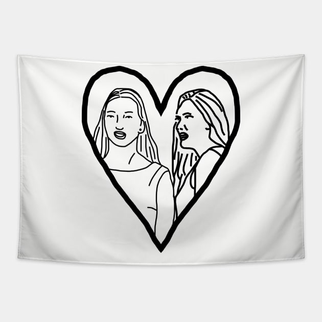 Distracted Boyfriend Meme Valentine Outline Tapestry by ellenhenryart