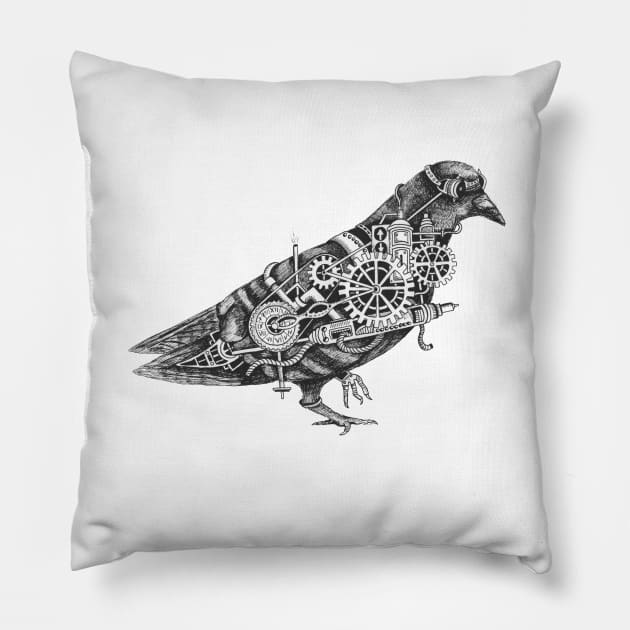 Steampunk Pigeon Pillow by Squidoodle