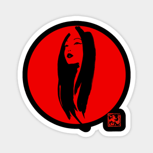 geisha in red 02 Magnet