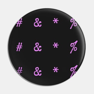 Pink Typewriter Symbols Pin