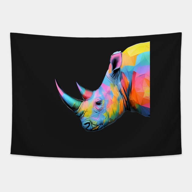 A Rhino of Many Colors Tapestry by popkulturniy