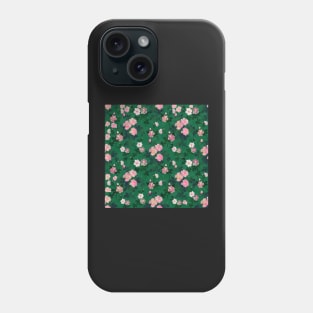 Romantic Green Pink Roses Floral Watercolor Painting Phone Case